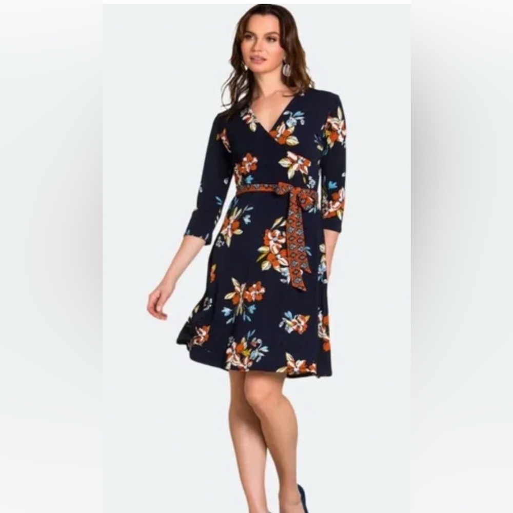 Leota Orange Brown Fit and Flare Dress